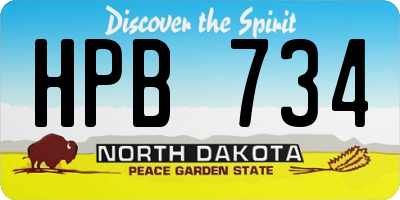 ND license plate HPB734