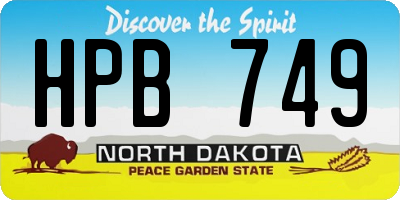 ND license plate HPB749