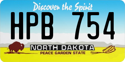 ND license plate HPB754