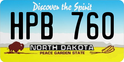 ND license plate HPB760