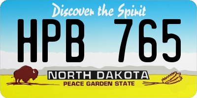 ND license plate HPB765