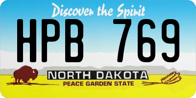 ND license plate HPB769