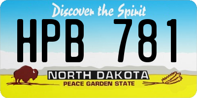 ND license plate HPB781
