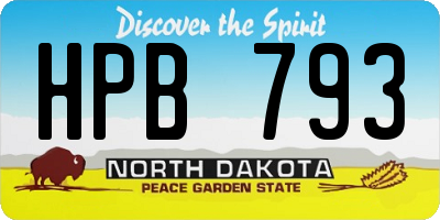 ND license plate HPB793