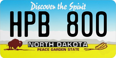 ND license plate HPB800