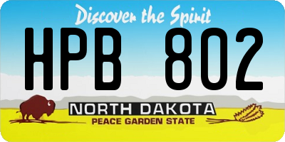 ND license plate HPB802