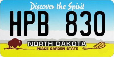 ND license plate HPB830
