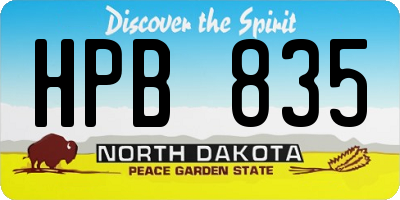 ND license plate HPB835