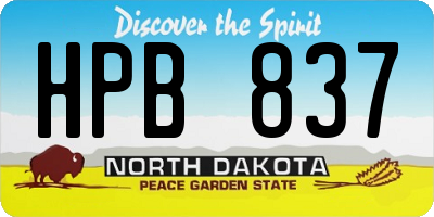 ND license plate HPB837