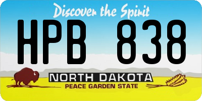 ND license plate HPB838