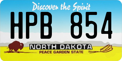 ND license plate HPB854
