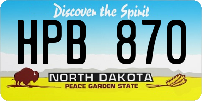 ND license plate HPB870