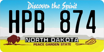 ND license plate HPB874