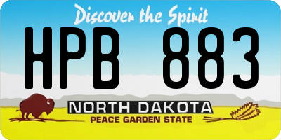 ND license plate HPB883