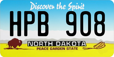 ND license plate HPB908