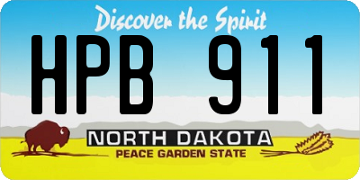 ND license plate HPB911