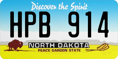 ND license plate HPB914