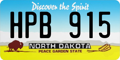 ND license plate HPB915
