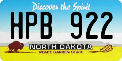 ND license plate HPB922