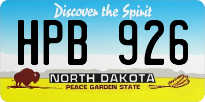 ND license plate HPB926