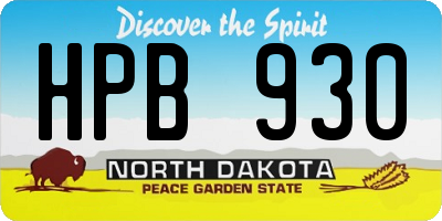 ND license plate HPB930