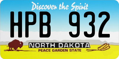 ND license plate HPB932