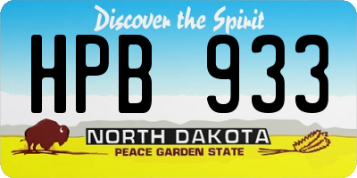 ND license plate HPB933