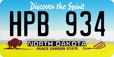 ND license plate HPB934