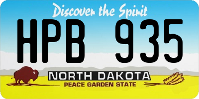 ND license plate HPB935