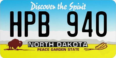 ND license plate HPB940