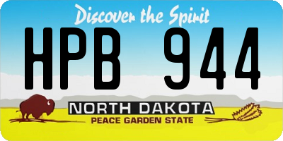 ND license plate HPB944