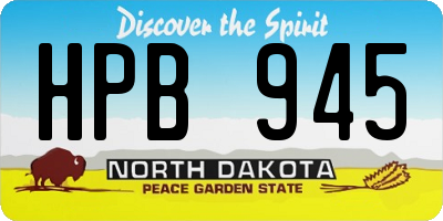 ND license plate HPB945