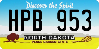 ND license plate HPB953