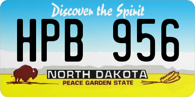 ND license plate HPB956