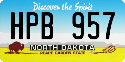 ND license plate HPB957