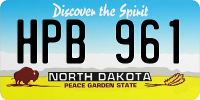 ND license plate HPB961