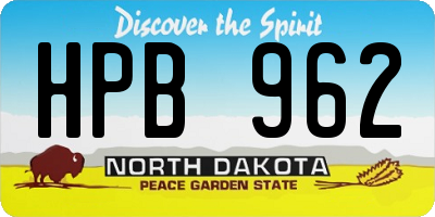 ND license plate HPB962