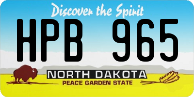 ND license plate HPB965