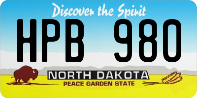 ND license plate HPB980