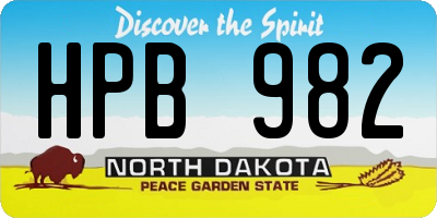 ND license plate HPB982