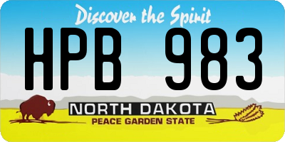 ND license plate HPB983