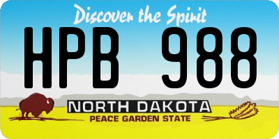 ND license plate HPB988