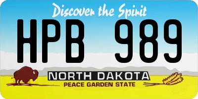 ND license plate HPB989