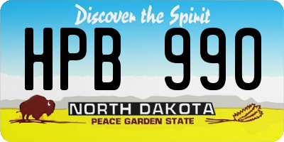 ND license plate HPB990