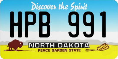 ND license plate HPB991