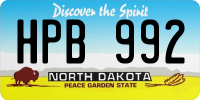 ND license plate HPB992