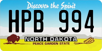 ND license plate HPB994