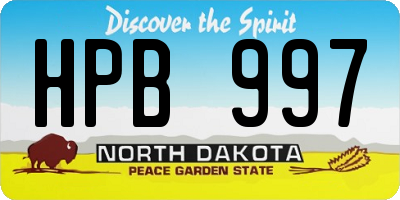 ND license plate HPB997