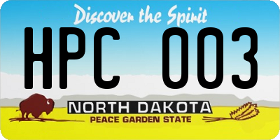 ND license plate HPC003