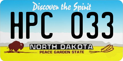 ND license plate HPC033